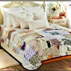 SILK KANTHA PATCHWORK 90"x109" Quilt